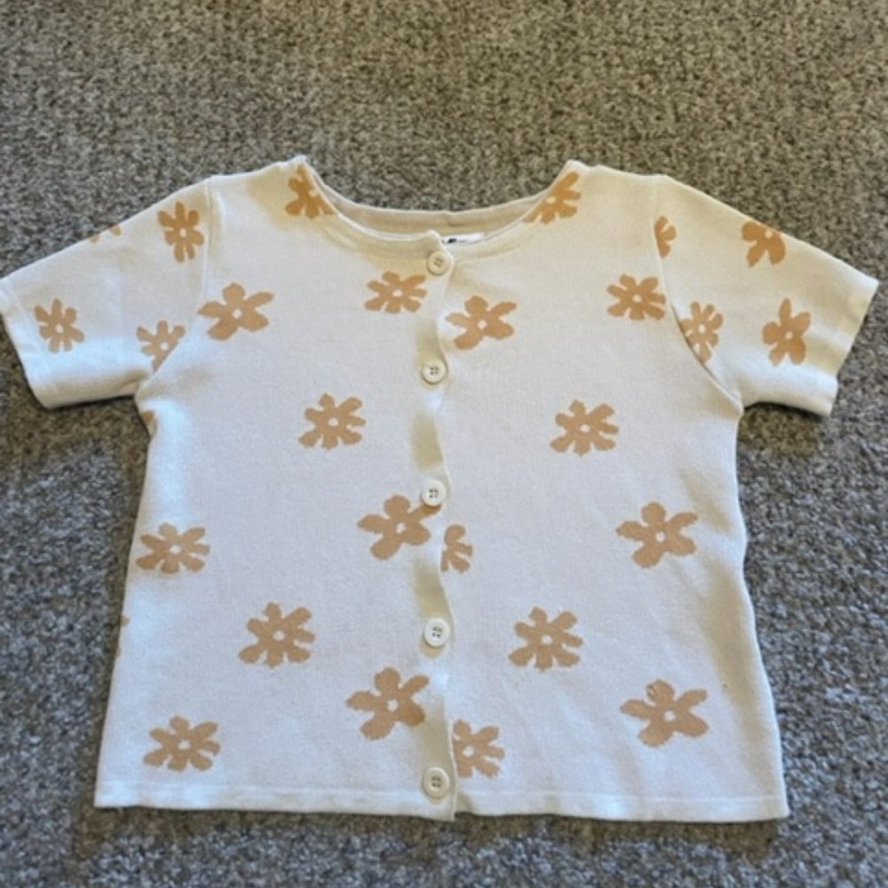 Verge Girl Florence Button Front Knit Top in Natural